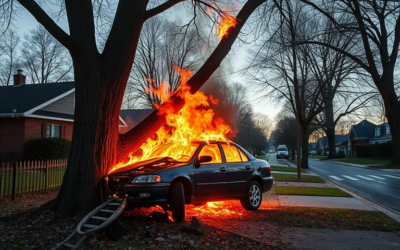 Driver hospitalized with serious injuries following fiery crash in Scarborough
