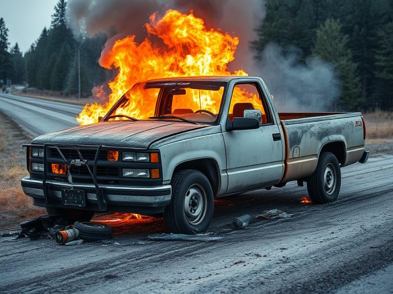 Pickup truck burst into flames on Muskoka Road 118