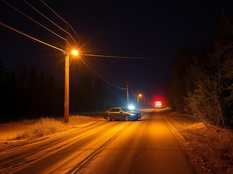 Road closure in North Dumfries Township after vehicle collides onto hydro pole
