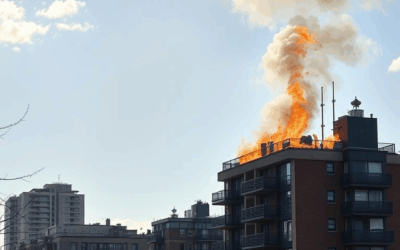 Fire breaks out on roof of townhome in East York