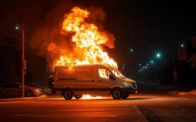 Van bursts into flames in south London
