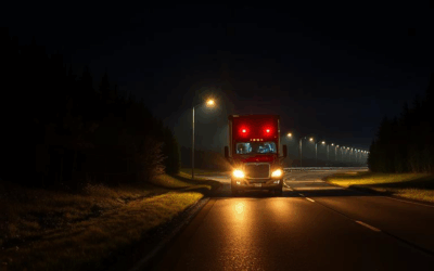 Transport truck collides into pole on Highway 11 in Orillia